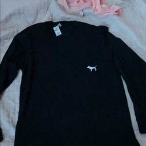 Pink long sleeve black t shirt